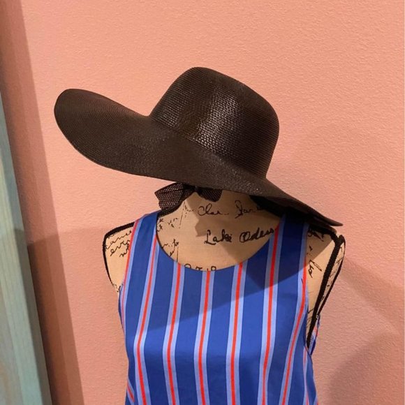 Street Smart Accessories - Street Smart Vintage Large Black Straw Beach Hat -OS